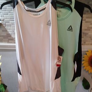 Reebok White and Mint Sleeveless Tops